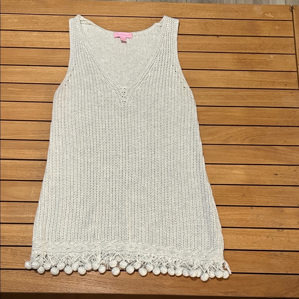 Lilly Pulitzer Cream Sleeveless Knit Sleeveless Sweater